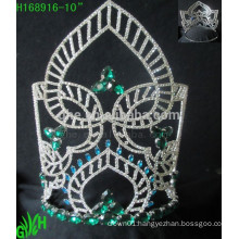 wholesale Newest Design Big Summer green mini rhinestone tiara crown